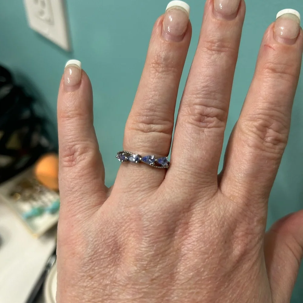 Rare Blue Tanzanite Silver Ring SZ 6 - Picture 2 of 8